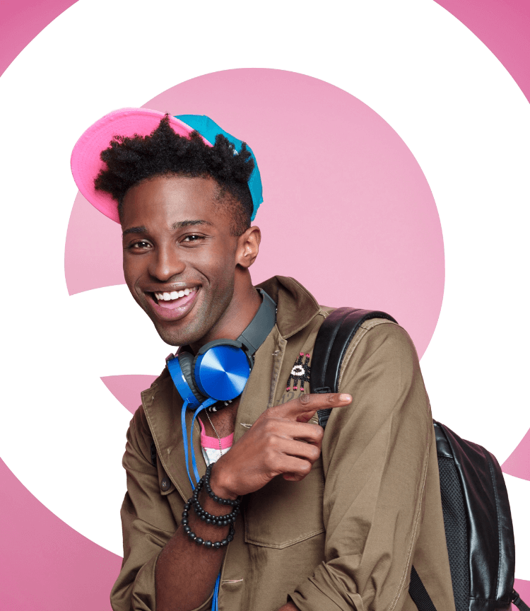 Student with headphones