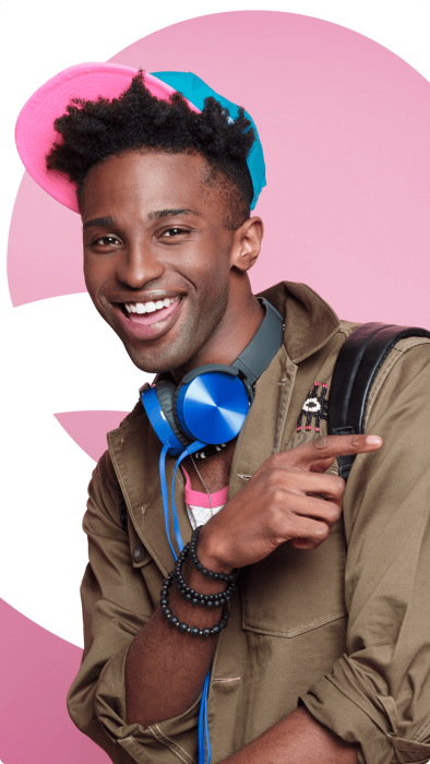 Student with headphones